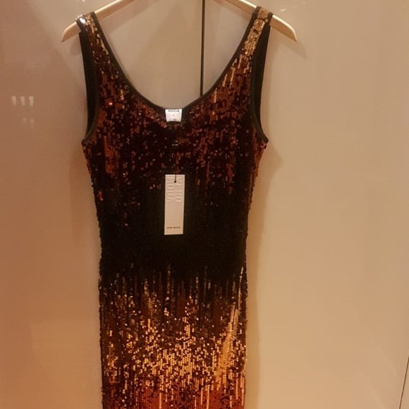 Vero Moda Gold/Gold/Bronze Sequin Mini Dress - Picture 1 of 4